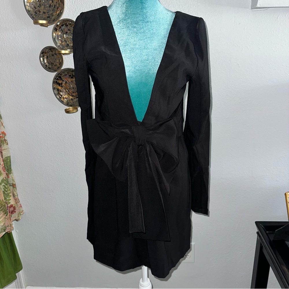 Lulu's Black Tie Front Sheath Mini Dress